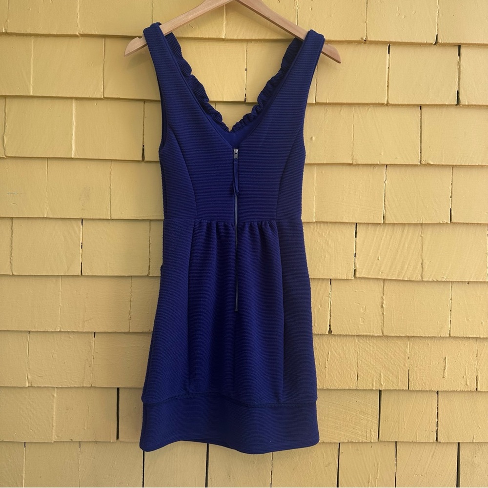 Maeve Scalloped, ribbed blue cotton dress. XS - Picture 6 of 6
